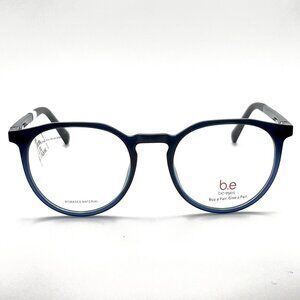 B.e Bio Eyes Vernal BLUG Full Eyeglass Frames Round Key Blue Black 50-18.5-143
